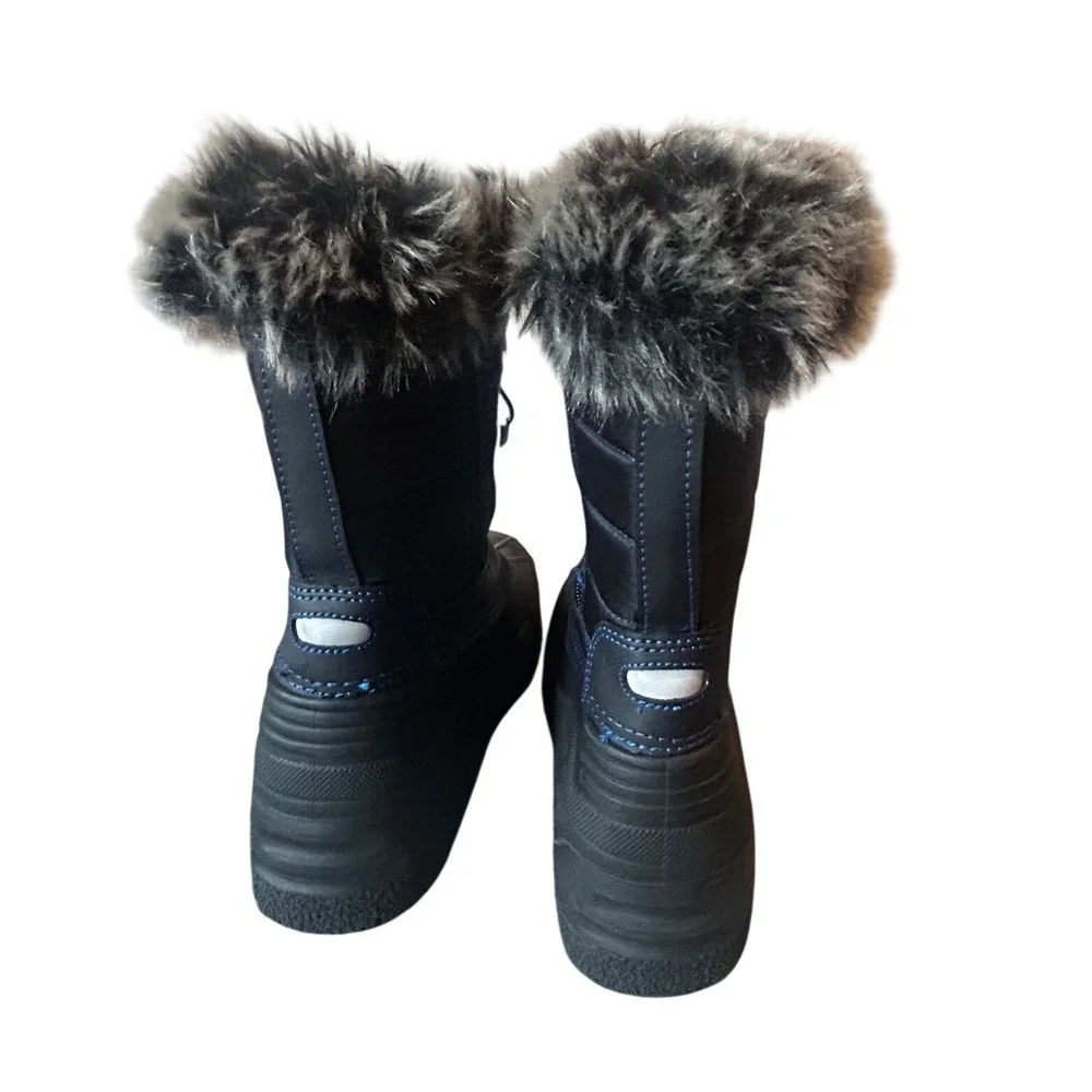 Dream Pairs Kids Winter Snow Boots Fur Trimmed Waterproof‎ Blue Laces Size 9